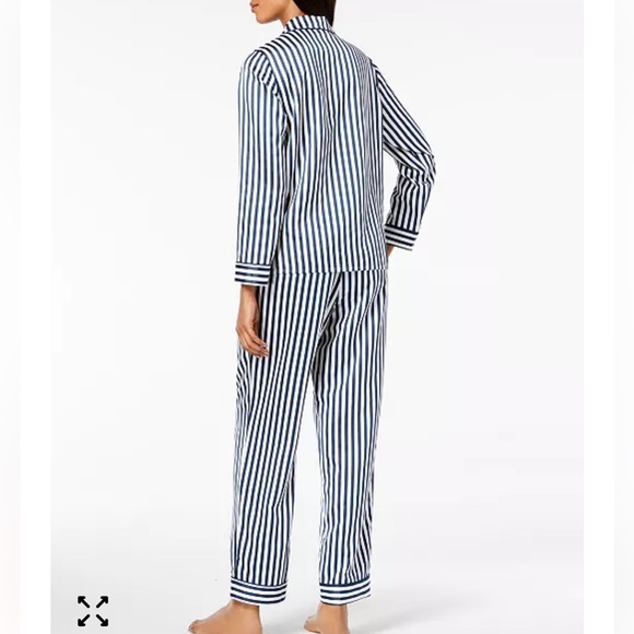 Alfani Satin Notch Collar Pajama Set Candy Cane Size XL - Picture 2 of 14